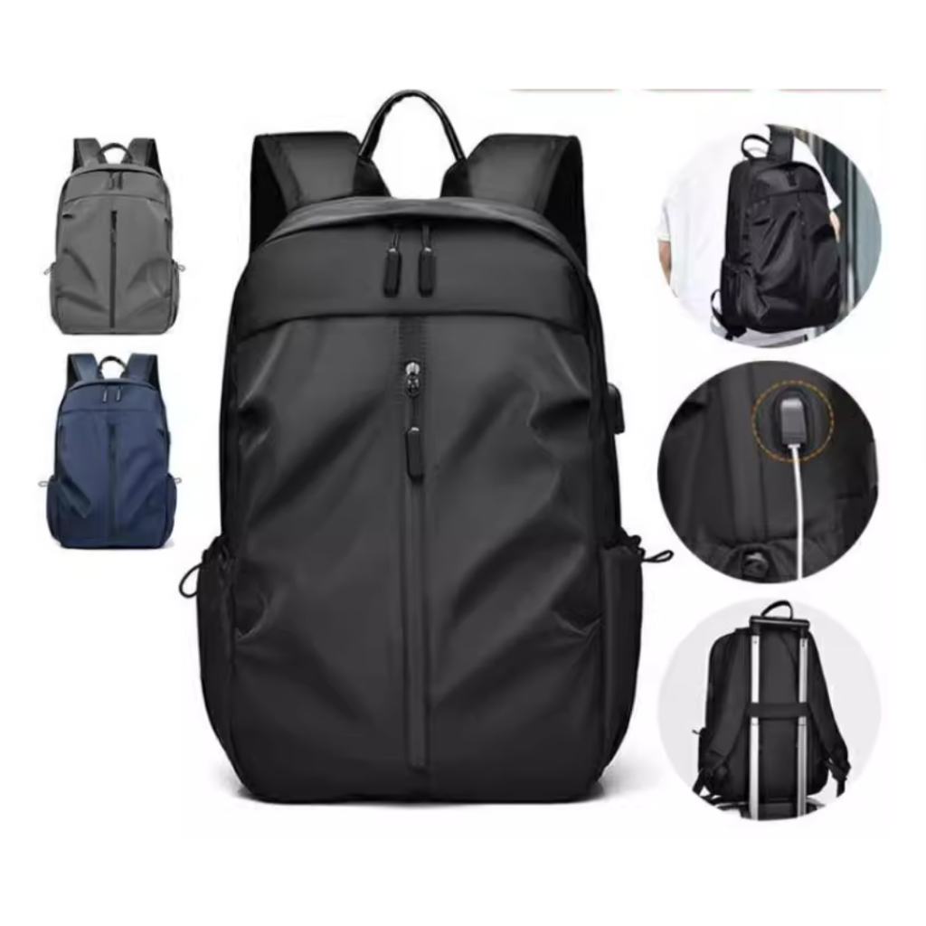 Balo Nam Vải Gió Cao Cấp Chống Thấm Nước, Có Cổng USB Có Ngăn Đựng Laptop 13- 14- 15.6" Thời Trang Thể Thao B26