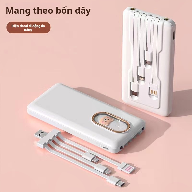 sạc dự phòng di động dung lượng lớn 20000mah đi kèm 4 dây để sạc mọi mẫu điện thoại di động 30000mah