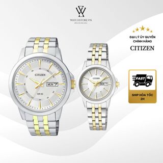 Đồng Hồ Đôi Citizen Nữ EQ0608-55A -Nam BF2018-52A Máy Pin/ Quart Kính Khoáng 27mm - 41mm Dây Kim Loại Chính Hãng
