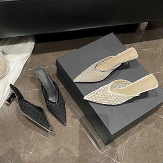 giày cao gót nữ mũi nhọn quai lưới thiết kế hiện đại gót cao 3p thích hợp cho đi tiệc cafe mã hl002