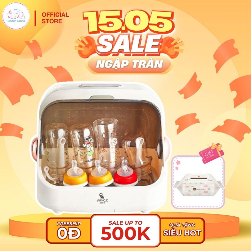 [MẪU MỚI] Máy úp bình Moaz Bebe MB044 Plus nhiều chế độ tiệt trùng UV, sấy khô và bảo quản bình sữa
