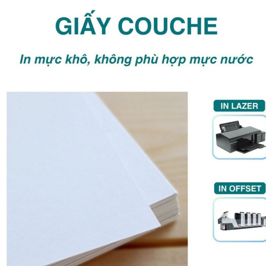 [GIẤY COUCHE A4] 50 TỜ GIẤY COUCHE 2 MẶT BÓNG KHỔ (A4) | GIẤY COUCHE KHÔNG PHÙ HỢP CHO IN MỰC NƯỚC -