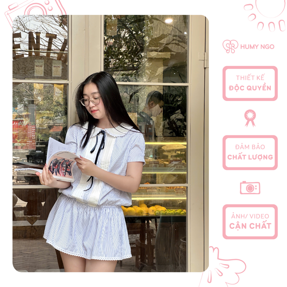 [HUMYNGO] - Set jump 𝗕𝗿𝗲𝗲𝘇𝘆 𝗝𝘂𝗺𝗽 cộc tay sơ mi liền váy - Phong cách thời trang nữ thiết kế [125]