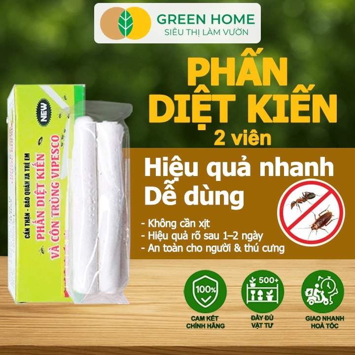 5 Hộp Phấn Diệt Kiến Và Côn Trùng Vipesco, GreenHome, Hộp 2 Viên, Diệt Trừ Kiến, Gián Rệp