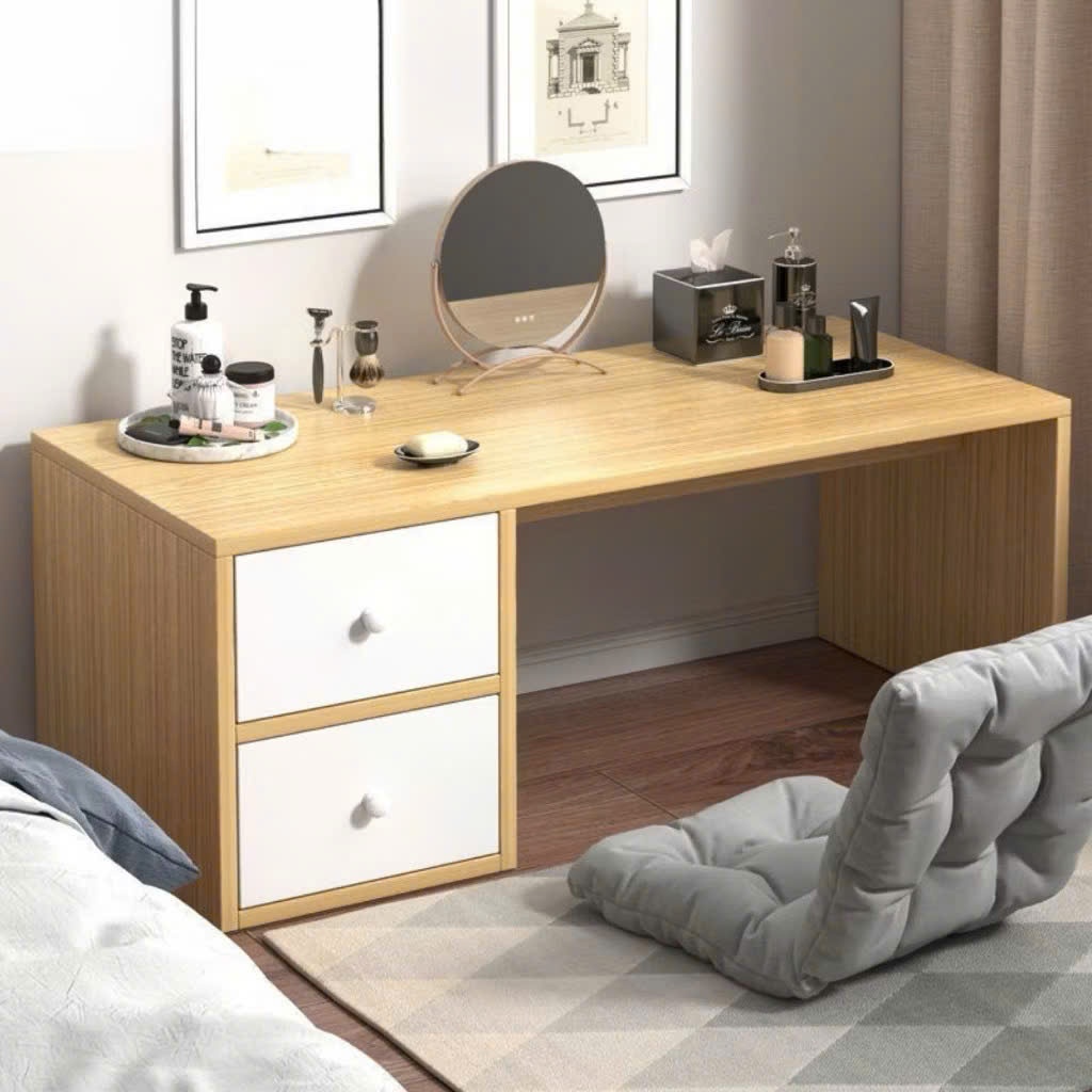 Bàn trang điểm bệt có ngăn kéo, bàn bệt có ngăn kéo chất liệu gỗ MDF phủ Melamine