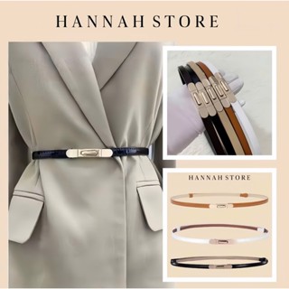  Thắt lưng đai váy da thật bản nhỏ 1cm khóa bấm kim loại phù hợp phối với mọi trang phục thời trang Women belt 