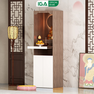 Bàn thờ gia tiên thờ Phật, tủ thờ đứng phù hợp thờ chung cư, nhà nhỏ hiện đại  - GP400