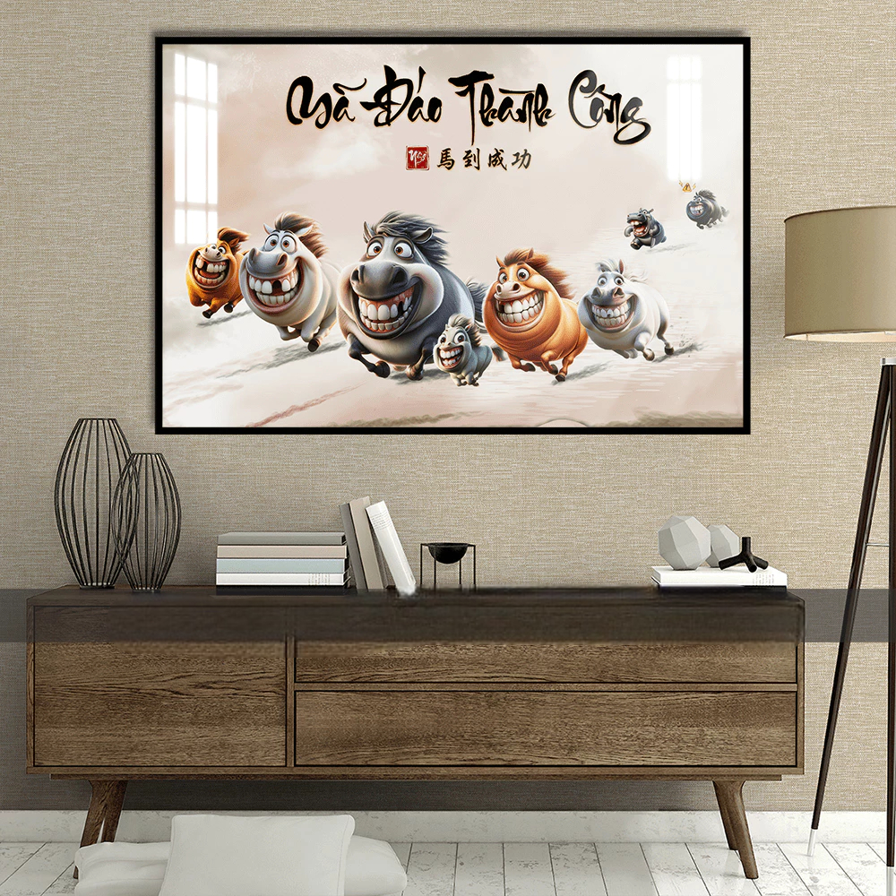 Tranh Vô Tri MÃ ĐÁO THÀNH CÔNG Hài Hước Tặng Bạn Bè,Sinh Nhật, Khai Trương