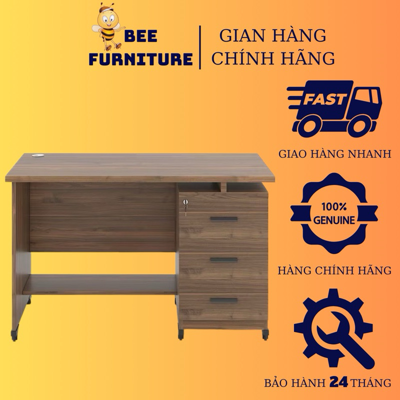 Bàn làm việc gỗ 1m2 chống ẩm Bee Furniture có hộc thoại kéo