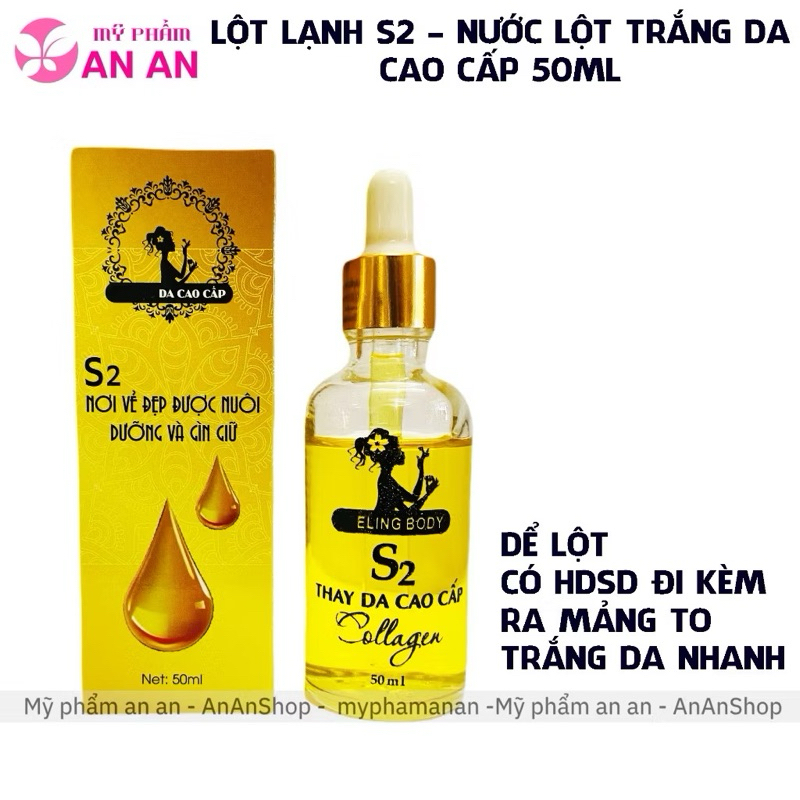 Lột Lạnh Collagen S2, Nước lột lạnh S2 trắng da 50ml, Hàng chính hãng