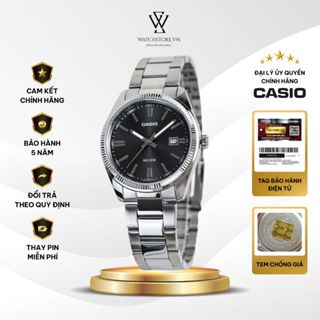 Đồng Hồ Nam Casio MTP-1302D-1A1VDF Màu Đen Kim Trắng Mặt Kính Khoáng 38.5mm Chống Nước Dây Kim Loại Không Gỉ