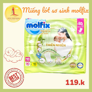  Miếng Lót Sơ Sinh Molfix Thiên Nhiên Cải Tiến 2025 – NB0 90+10 NB1 64 NB2 60+6 