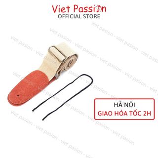 Dây đeo đàn guitar ukulele đàn classic, acoustic ghi ta bass  ghita điện phối da lộn màu kem Viet Passion