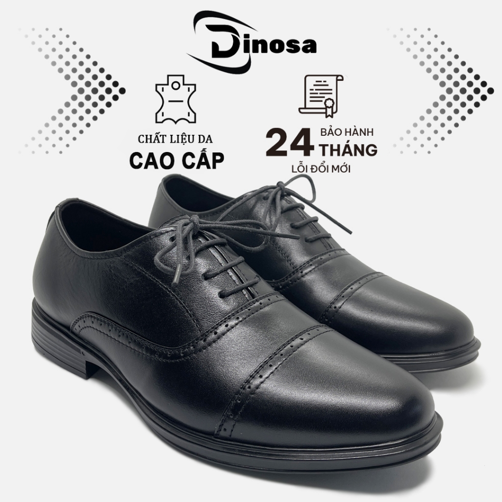 Giày tây nam Dinosa Oxford đế may cao cấp,Giày da công sở tăng chiều 4cm cao cột dây trẻ trung sang trọng.
