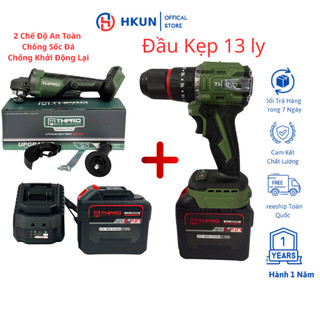  Combo Máy Cắt TH-8100 Máy Khoan Pin 3 Chức Năng THPRO TH13 13ly Động Cơ Không Chổi Than Chân Pin Phổ Thông 4CM Kèm 2Pin 