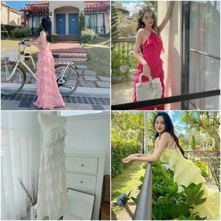 Đầm thời trang nữ, đầm bèo gợn sóng dáng maxi dài cổ yếm ( có mút ) 3 màu hotttrend cho các nàng đi biển, đi chụp hình