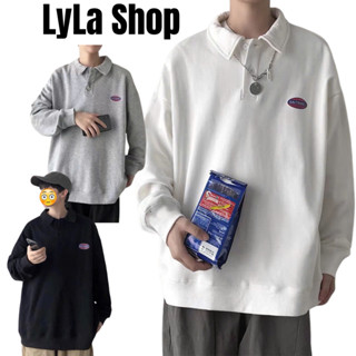 Áo thun polo dài tay form rộng  chất  dày dặn mặc mùa thu đông cổ polo thời trang phong cách Hàn Quốc cho nam và nữ