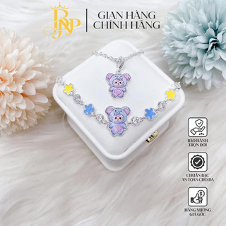 Bộ dây chuyền , lắc tay Baby three xinh xắn cho bé , chất liệu bạc BNP
