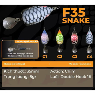  Mồi Câu Lure Nhái Hơi F35 Action Chìm 3,5cm 8g 