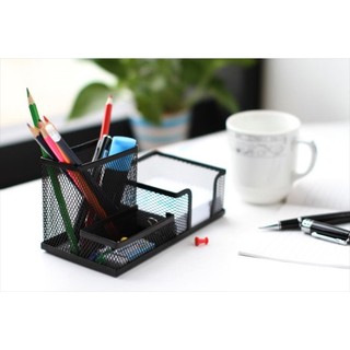 CẮM BÚT DELI LƯỚI SẮT 3 NGĂN (10x20x10,5cm)