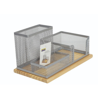 CẮM BÚT DELI LƯỚI SẮT 3 NGĂN (10x20x10,5cm)