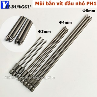  Mũi bắn vít PH1 đầu nhỏ 3mm 4mm 5mm Dài 100 150 200mm Đầu từ tính Chân lục giác 6.35mm Chất thép S2 