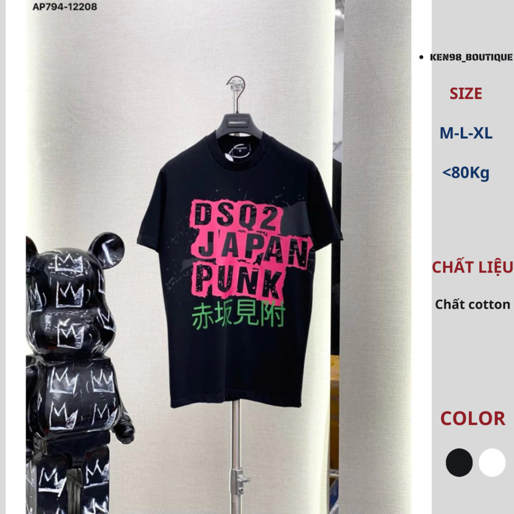 Áo dsquared2 japan punk siêu đẹp, áo dsq Japan Punk Phối Chữ Sơn Hồng Trẻ Trung Năng Động