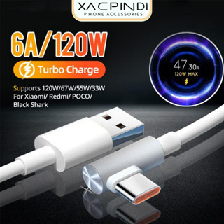 Dây Sạc Nhanh 6A Đầu Chữ L – Hỗ Trợ Hiển Thị Số – Tương Thích Củ Xiaomi 33W / 67W / 120W
