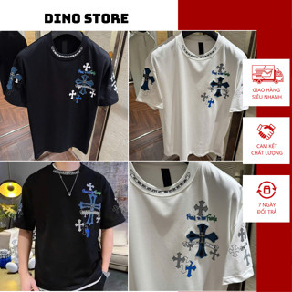 Áo Phông Nam Cờ Rôm Hớt Thêu Logo Chữ Thập Cực Ngầu - Áo Thun Nam Thêu Logo Chữ Thập Cao Cấp