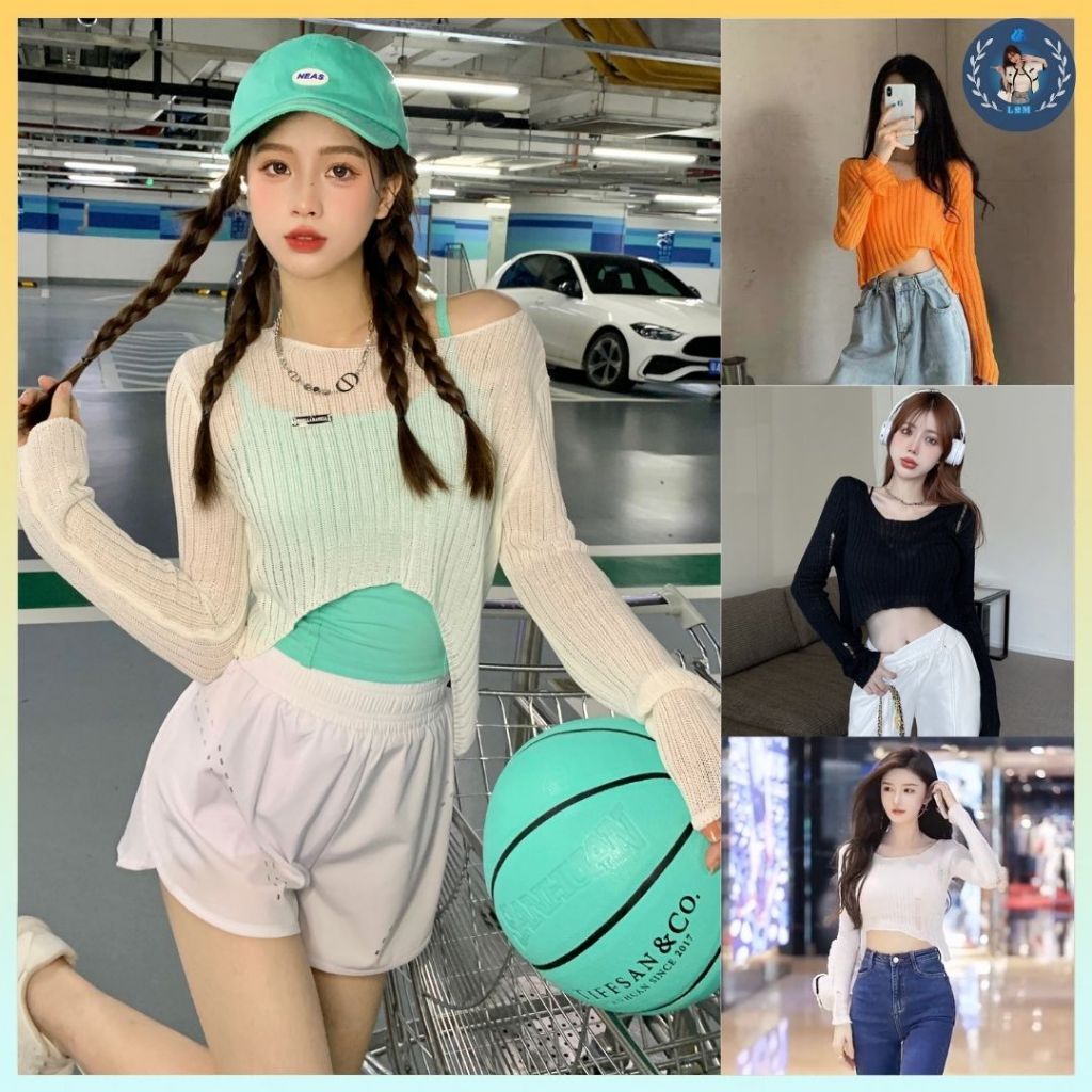 💥[A181] Áo len thun Montoghi dệt kim MỎNG CROPTOP GẮN NHÃN dễ phối đồ thời trang sang trọng - L2M