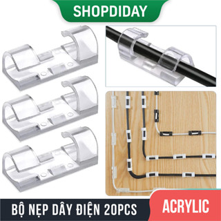 Bộ 20 Nẹp Dây Điện Dán Tường Thông Minh Kẹp Dán Dây Điện Cài Dây Mạng Giữ Cố Định Sẵn Keo D09