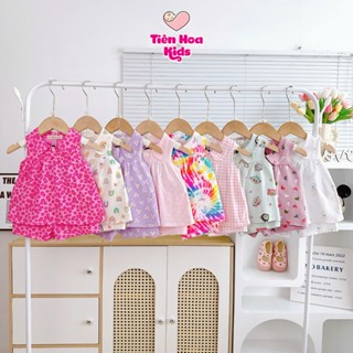 [Bé 7-19kg] Bộ Sát Nách Quần Đùi Cổ Sen Cotton Bozip xuất dư mềm mịn mát cho bé gái mặc đi học đi chơi