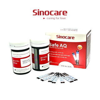Que Thử Đường Huyết Safe AQ Smart Chính Hãng Sinocare Hộp 50 Que Tặng Kèm 50 Kim
