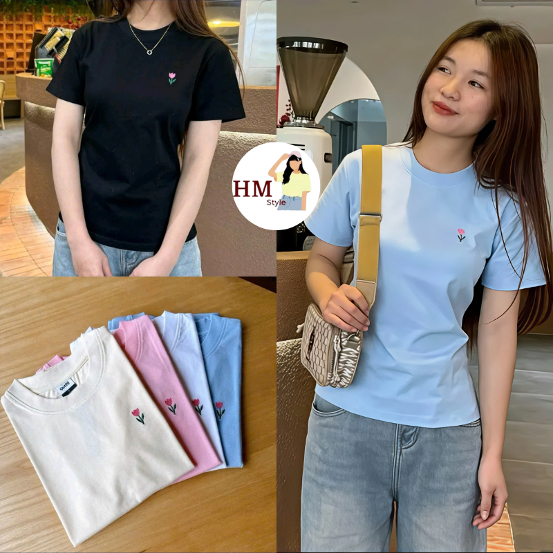 Áo thun babytee in hình hoa tulip áo phông nữ form vừa chất cotton co dãn 4 chiều HA400 HMStyle