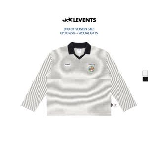 Levents x Hello Kitty | Áo Polo Striped Long Sleeve Semi-Oversized Polo Shirt 100% Cotton Unisex