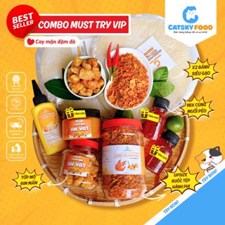 Bánh tráng phơi sương CATSKY FOOD combo bánh tráng đồ ăn vặt tiện lợi - COMBO MUST TRY VIP