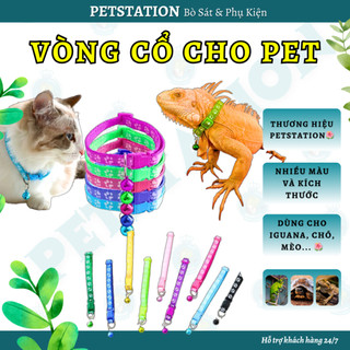  VÒNG CỔ CHO CÚN PETSTATION NHIỀU MÀU SẮC KÈM LỤC LẠC VÒNG CỔ VÀI DÙNG CHO CHÓ MÈO BỌ IGUANA 
