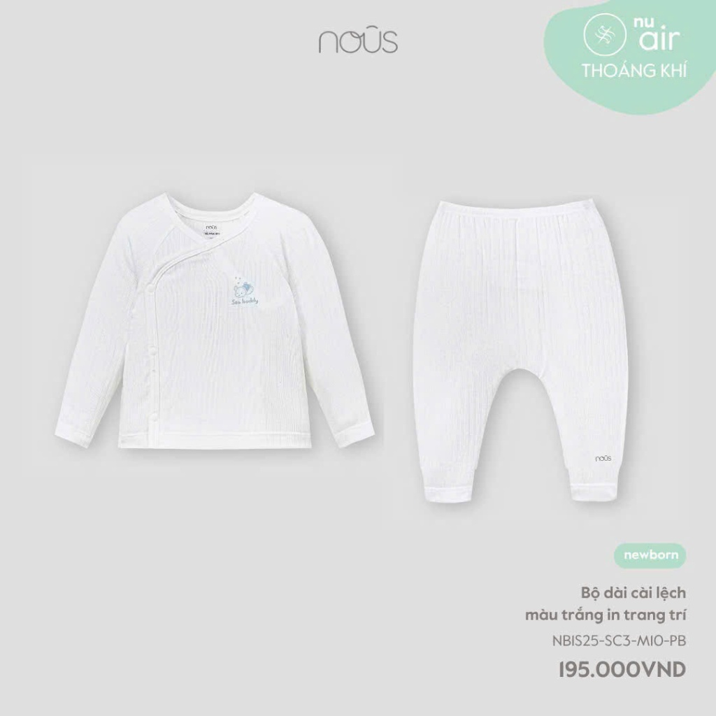 bộ cài thẳng cài lệch cho bé trai bé gái Nous chính hãng