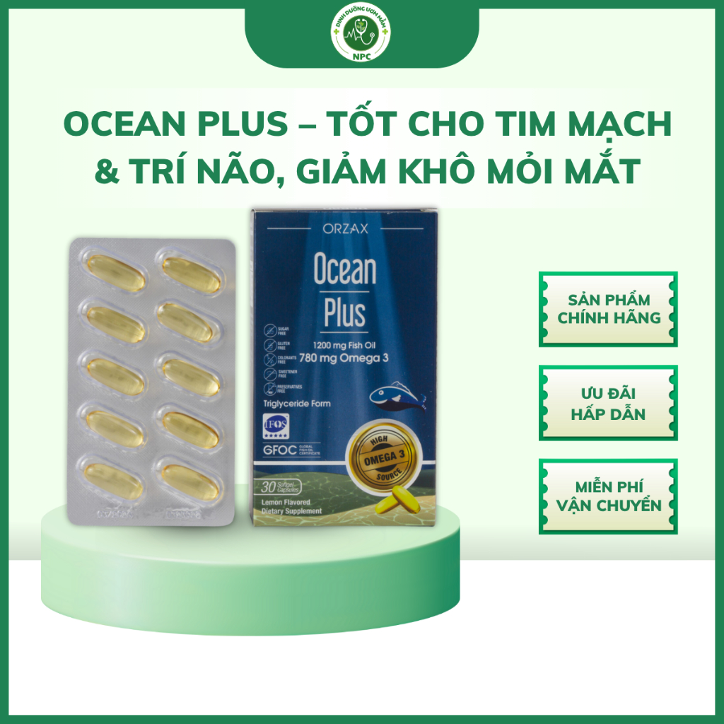 Viên Uống Ocean Plus - Dầu Cá Giúp Bổ Mắt, Tốt Cho Tim Mạch & Trí Não