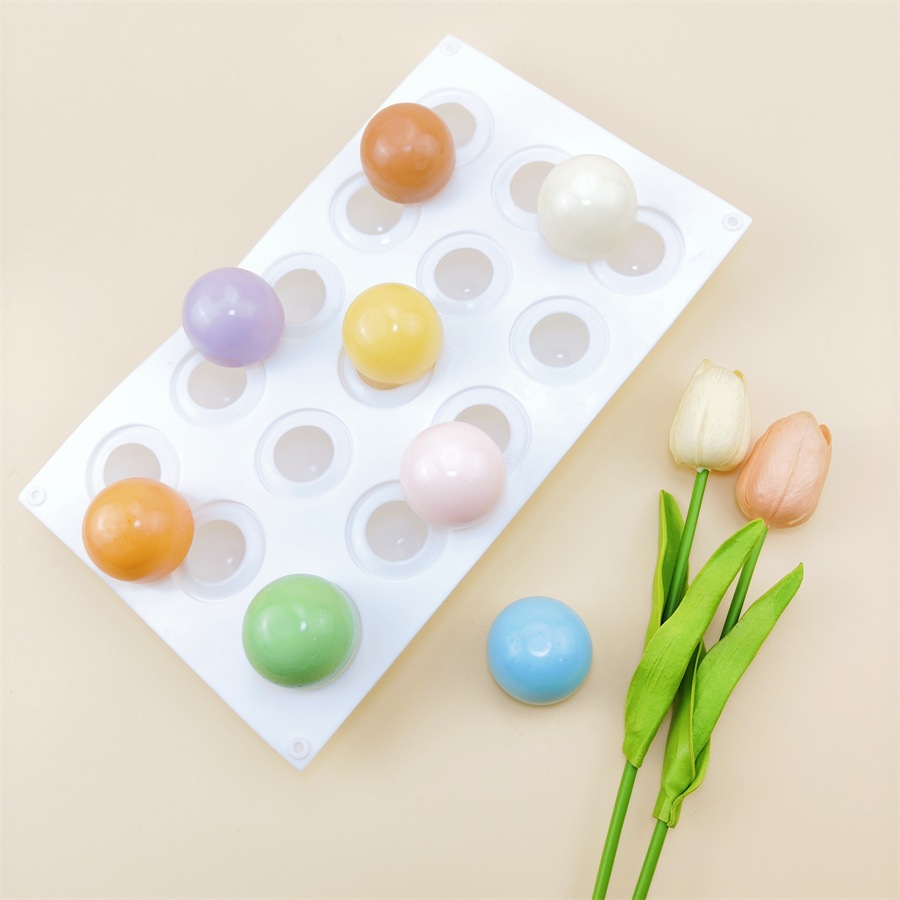 Khuôn silicon khuôn tròn quả cầu vỉ 15 ô làm bánh mouse, muffin moule , socola thạch rau câu cupcake