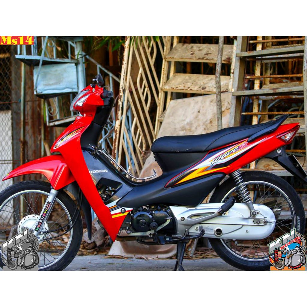 TEM RỜI DÁN XE WAVE A - MÀU TRẮNG XÁM VÀNG ĐEN ĐỎ - MS14