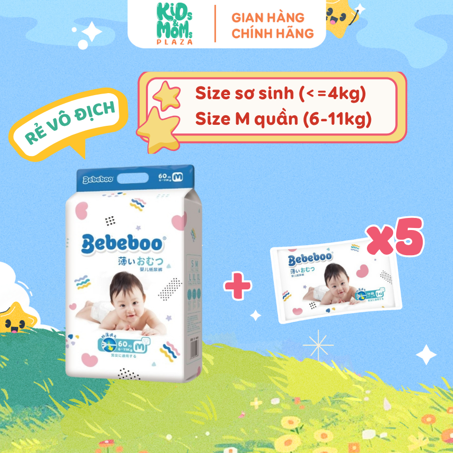 [XẢ KHO - GIÁ SỐC] Tã/bỉm quần/dán Bebeboo Nhật Bản mỏng mịn, thấm tốt, full size NB/S/M/L/XL/2XL/3X