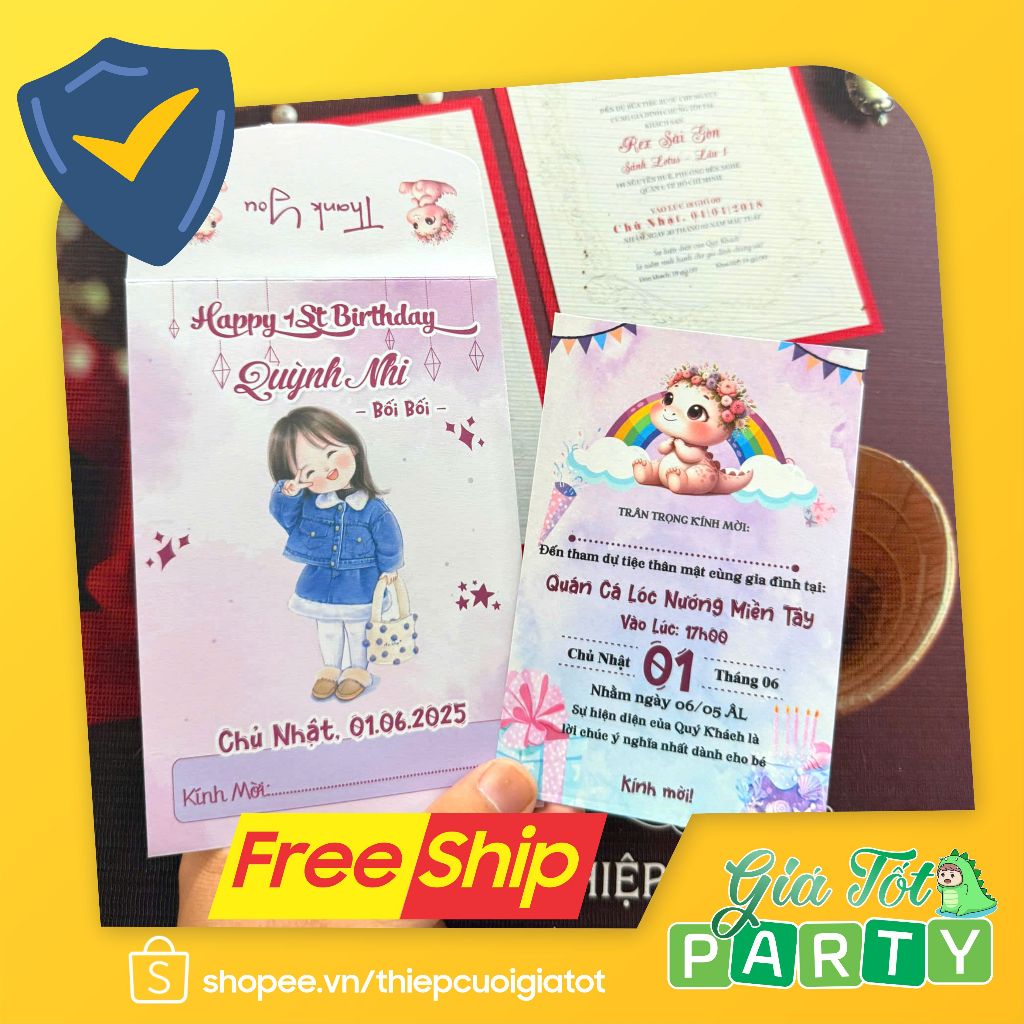 [Ghép Ảnh Bé] Thiệp Thôi Nôi, Đầy Tháng, Sinh Nhật, Bé Gái Dễ Thương