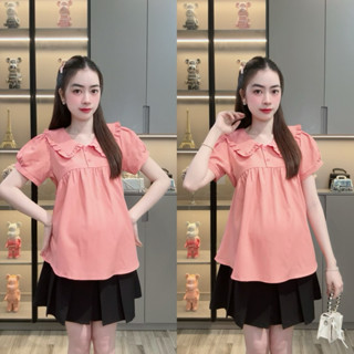 Áo Bầu Xinh Babydoll Công Sở Mềm Mịn Và Thoáng Mát, Phía Sau Có Nút Chỉnh To Nhỏ Bụng Tiện Lợi ( 40 - 80kg )[ ẢNH THẬT ]