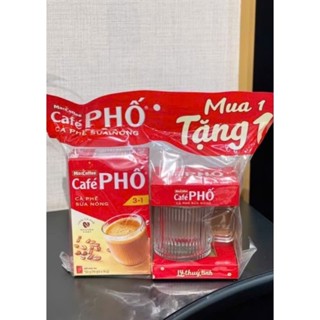  combo 3 hộp Cà phê Phố Sữa Nóng tặng 3 ly thủy tinh MacCoffee.  hộp 10 gói x 16gr  
