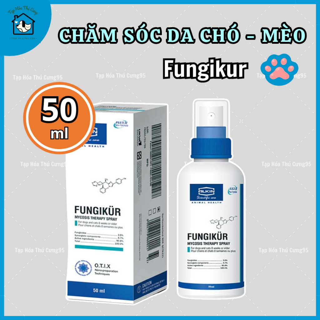 Xịt chăm sóc da chó mèo Fungikur Alkin hiệu quả (50ml)