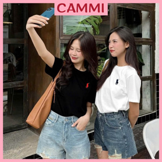 Áo thun nữ form babytee thêu ngựa chất cotton co dãn 4 chiều mềm mại HA39 CammiHouse