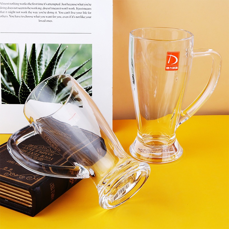 Bộ 2 ly bia thuỷ tinh có tay cầm, Cốc uống bia thủy tinh, Cốc thủy tinh