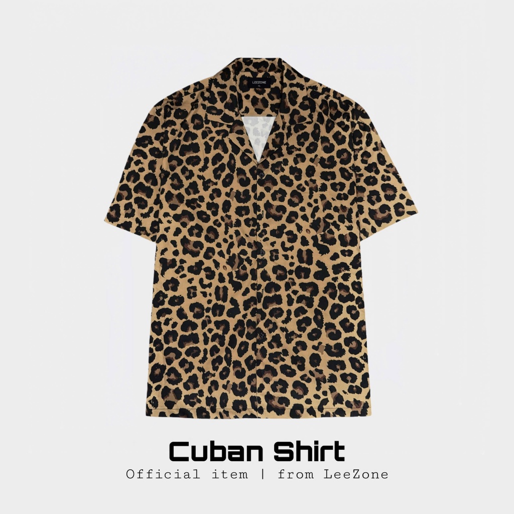 Áo sơ mi Cuban LeeZone form rộng, chất vải lụa thoáng mát | Sơ mi Da báo