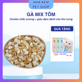 (Tăng cân, chắc xương) Gà mix tôm sấy -35 độ dành cho thú cưng, thịt sấy khô cho chó mèo Hana pet